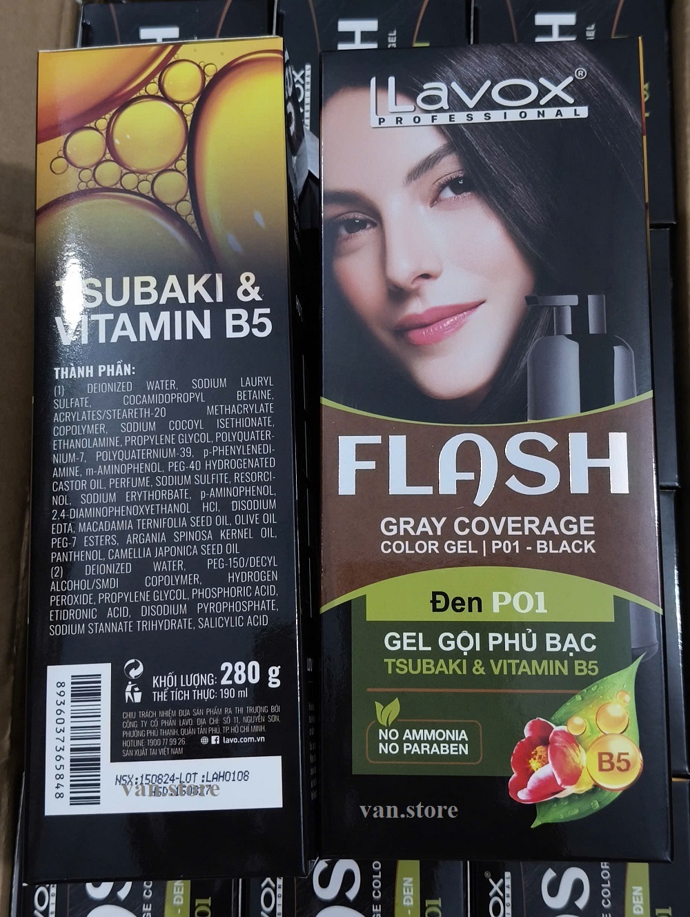 Dầu Gội Nhuộm Đen Tóc, Phủ Bạc Thảo Dược LAVOX FLASH 190ml - Đen Tự Nhiên - P01