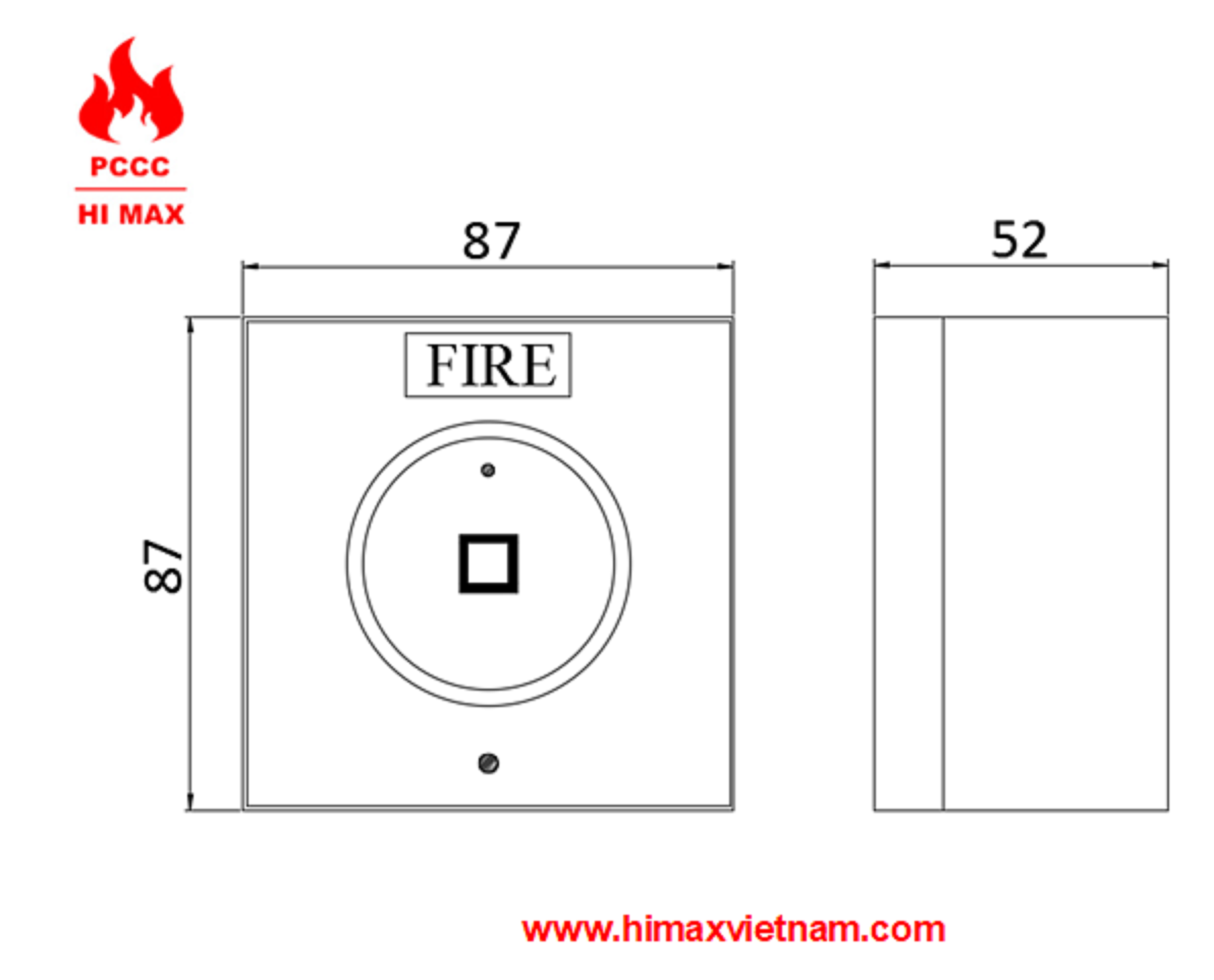 Nút ấn báo cháy hình vuông hi max HE2001-1