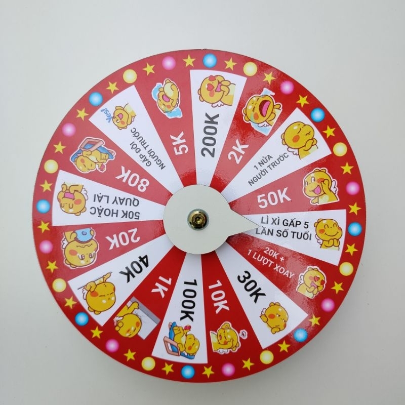 Vòng quay Lucky ( Lì Xì - 16 ô - viền đỏ - Đường kính 25cm x cao 6cm)