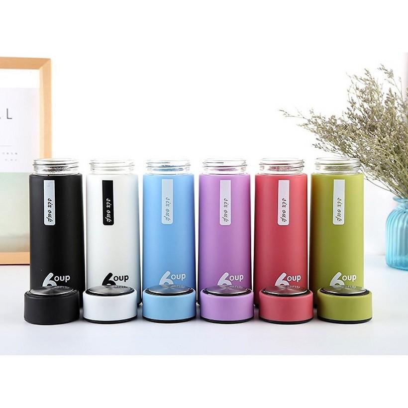 Bình Đựng Nước Giữ Nhiệt Đa Năng Bọc Nhựa Chống Nóng An Toàn Tiện Dụng 450Ml - Giao Màu Ngẫu Nhiên - Hàng Loại 1