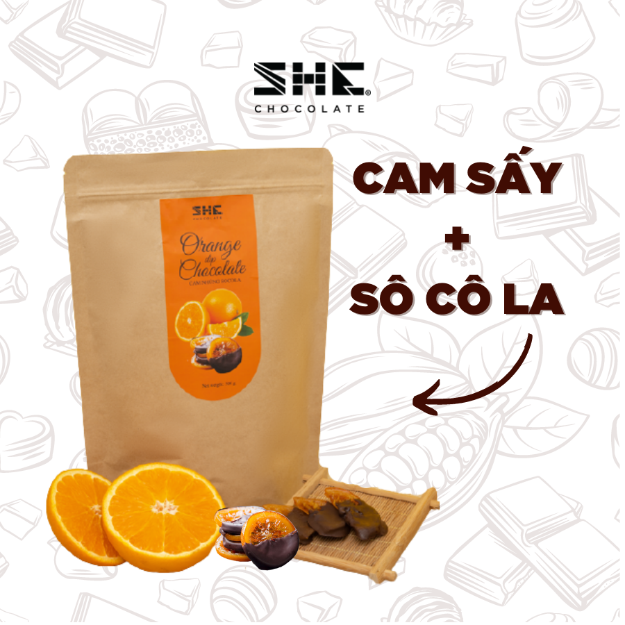 Cam nhúng socola - Túi 500gr - SHE Chocolate - Bổ sung năng lượng, đa dạng vị giác. Quà tặng sức khỏe, quà tặng người thân, dịp lễ, thích hợp ăn vặt