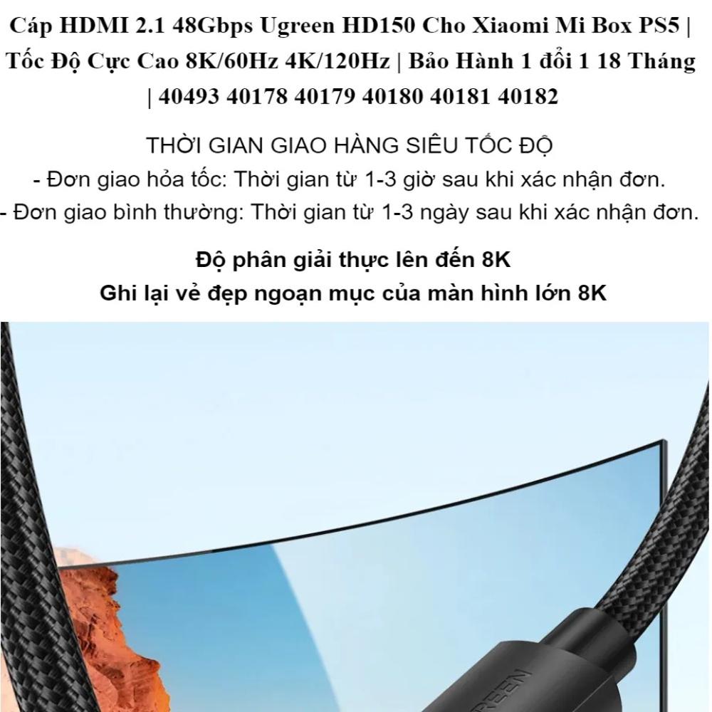 Cáp HDMI 2.1 HD150 40178 40179 40180 40181 40182 | Hỗ trợ HDR và Dolby Vision 4k@120Hz | 8K60Hz,HDR- EARC 48Gbps