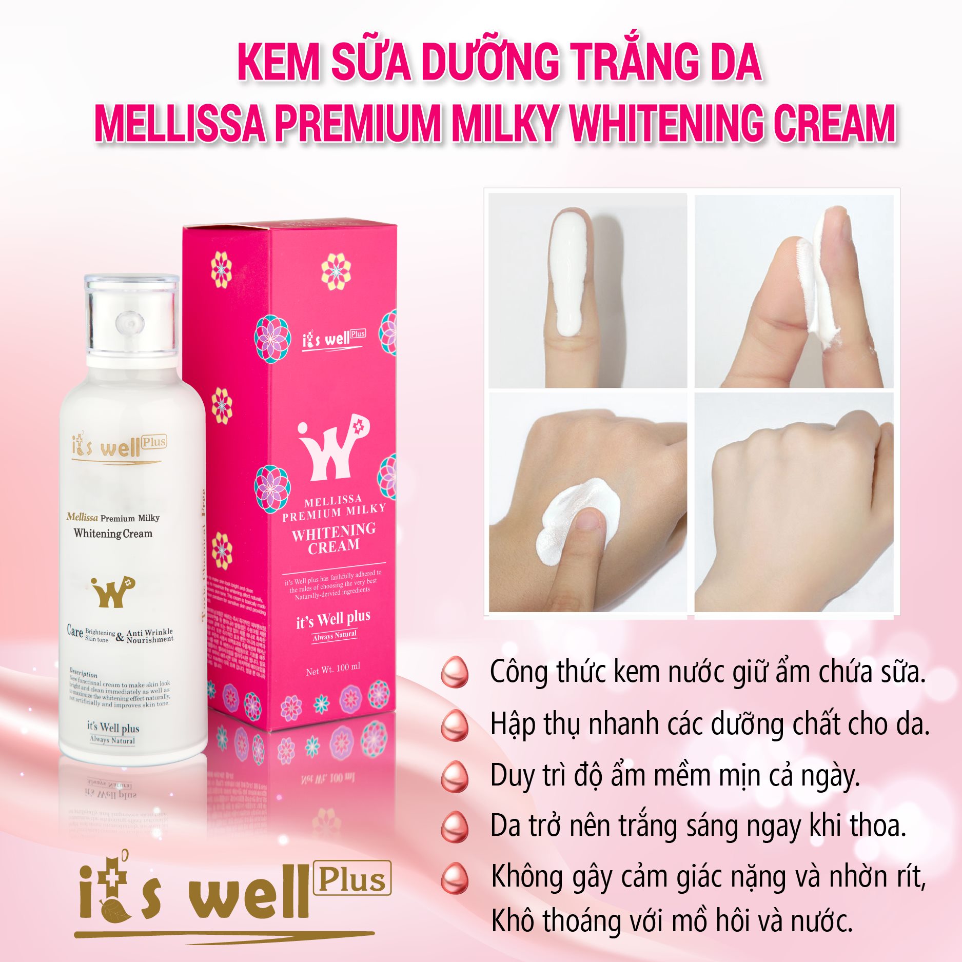 Kem Sữa Trắng Da It's Well Plus Mellissa Premium Milky Whitening Cream