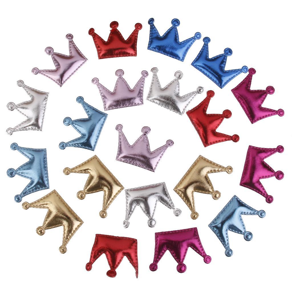 20pcs PU Crown Hair Clips Making For Baby Girls Headband DIY