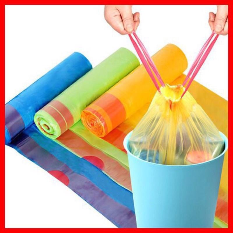 Túi đựng rác tự phân huỷ có dây rút tiện dụng kt 45.50cm, 1 cuộn 15 túi