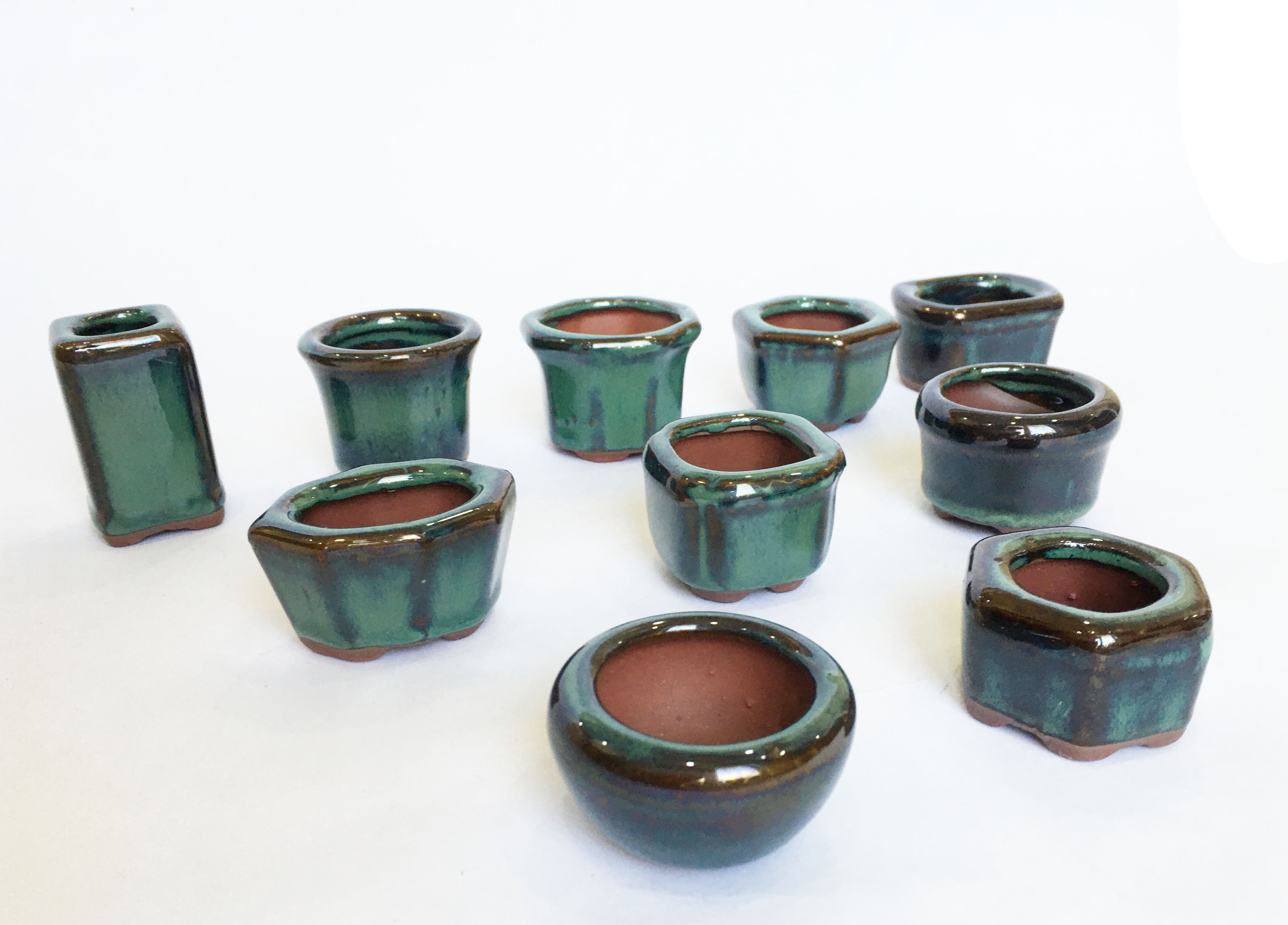 Set 10 mẫu chậu trồng bonsai, sen đá mini men hỏa biến có lỗ  Chậu gốm sứ Bát Tràng
