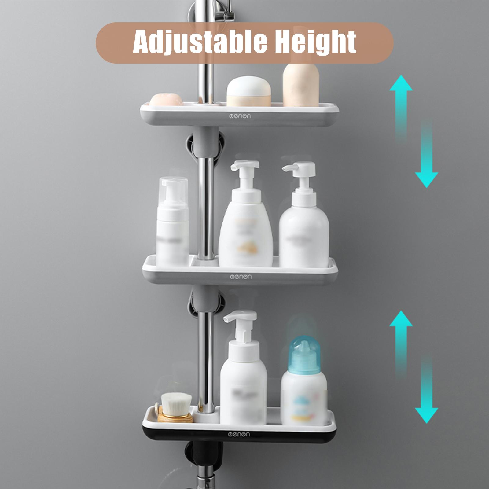 Shower Caddy Shelf Adjustable Height Shower Rack for Slide Bar Bathroom Brush Soap Organizer Rotatable Soap Storage Rack