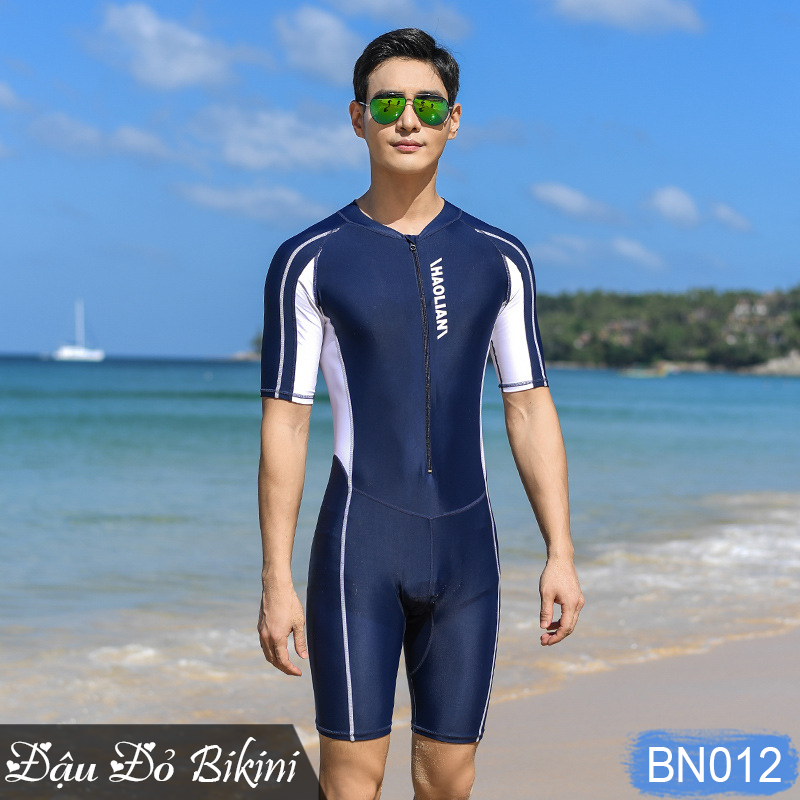 Bộ bơi nam liền quần đùi áo cộc tay &amp; quần dài áo dài tay chống nắng, nam tính mạnh mẽ, chất đẹp co giãn mịn mát, có size lớn đến 95kg | BN012