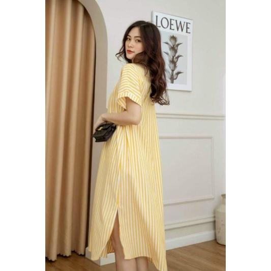ĐẦM SUÔNG SỌC CỔ SƠ MI