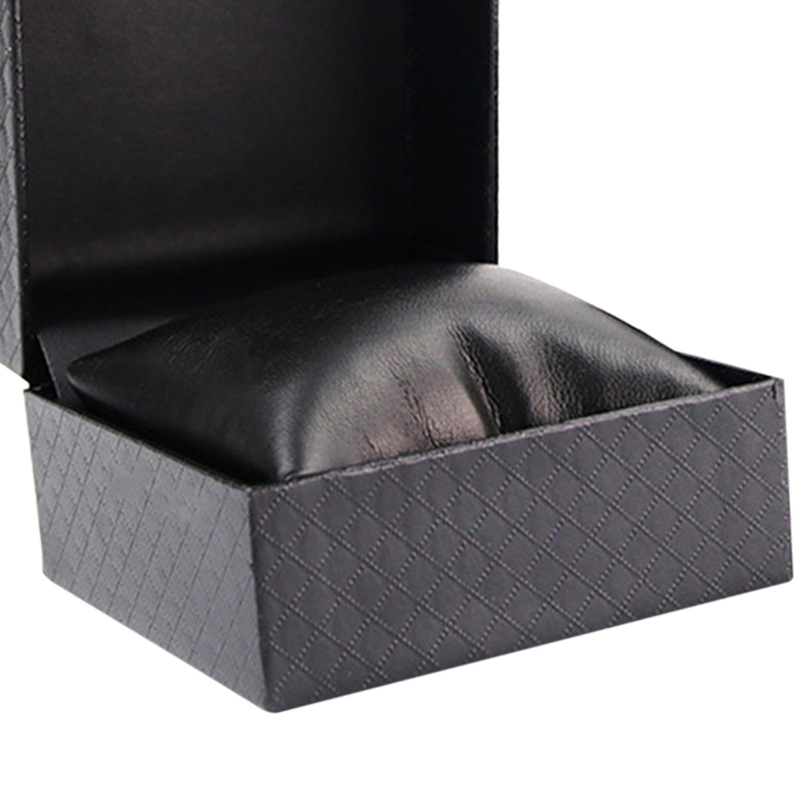 PU Leather Watch Case Display Holder Organizer Black Jewelry Box Gift Sturdy