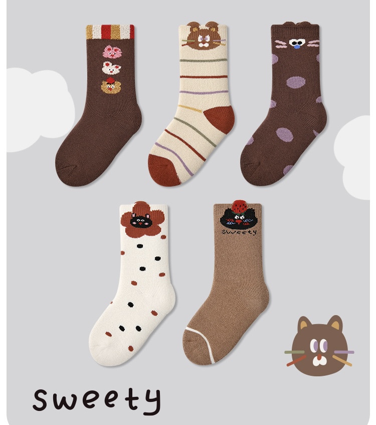 SET 5 ĐÔI TẤT VỚ 49 DỄ THƯƠNG CHỐNG TRƯỢT TỪ 1-12 TUỔI DÀNH CHO BÉ GÁI