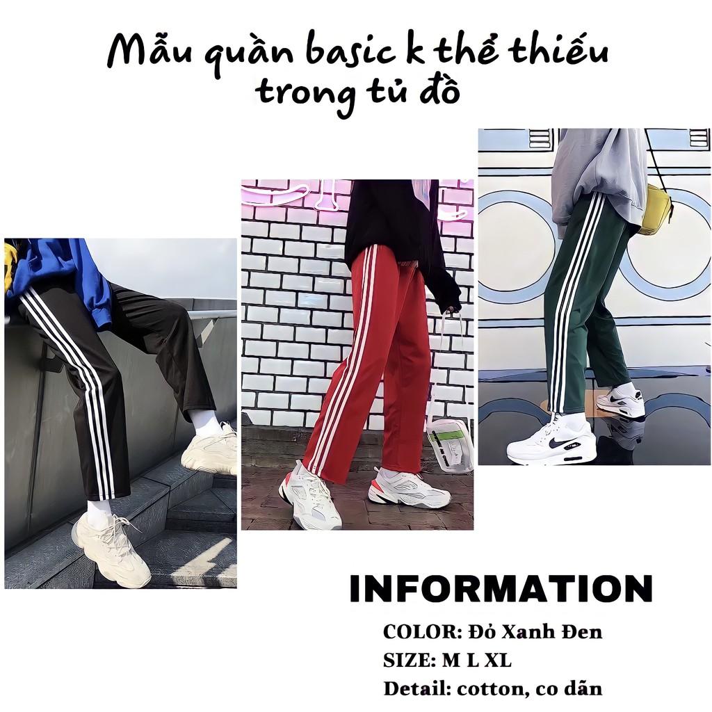 Quần suông ống rộng nam nữ 3 sọc vải thun cotton 4 chiều quần thể thao basic pant ulzzang unisex FFSTORE