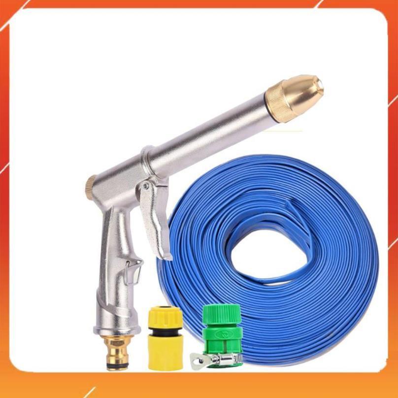 Vòi nước vòi phun nước rửa xe tưới cây tăng áp thông minh + bộ dây bơm nước cao cấp TLG 206810 đầu đồng,nối đen