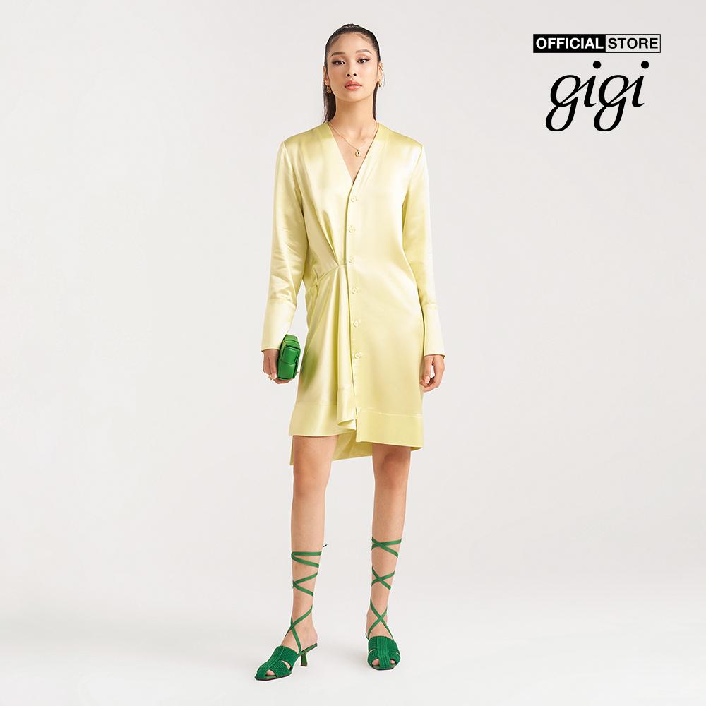 GIGI - Đầm mini tay dài cổ V phối nút cài thanh lịch G2101D221180