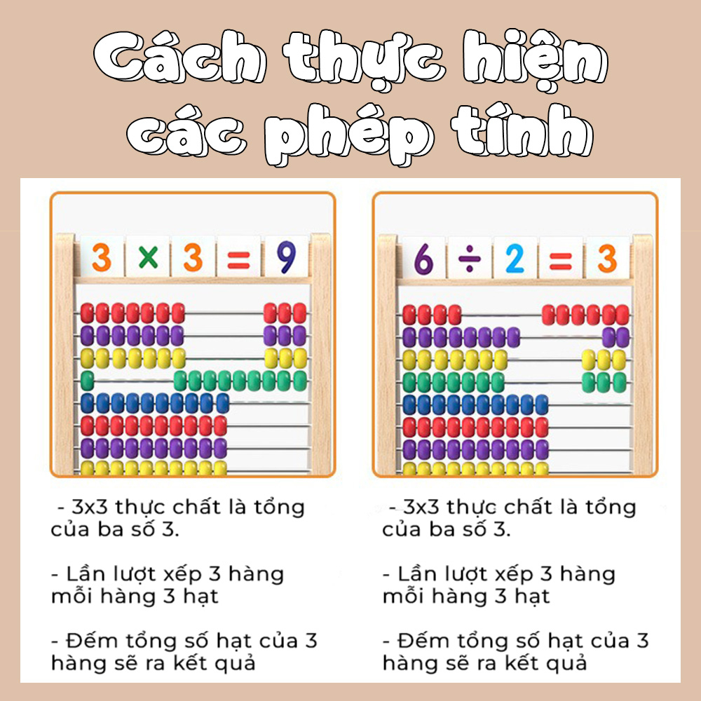 Đồ Chơi Giáo Dục Bàn Tính Toán Học Thông Minh Tặng Kèm 100 Thẻ Số 100 Que Tính Nhiều Màu