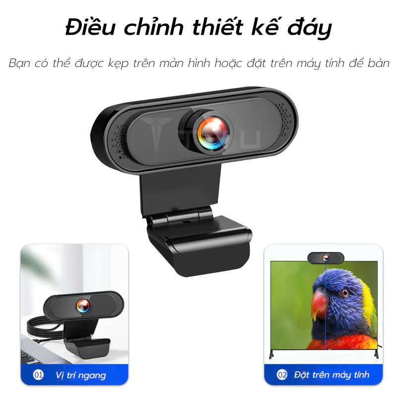 Webcam Cho Máy Tính PC Laptop 720p FullHD Kèm Mic Tích Hợp Micro To Rõ Cho Cuộc Gọi Video Call Zoom Góc Siêu Rộng New Chất Lượng Cao Để Live Stream Học Online Hàng Nhập Khẩu 