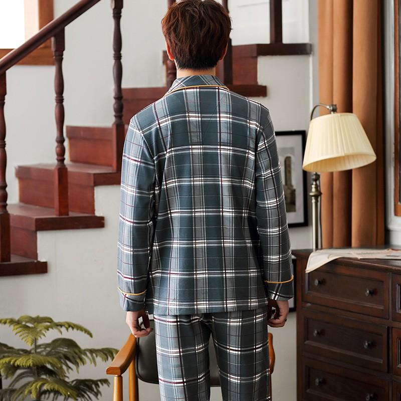 Đồ bộ Pijama nam dài tay cotton 100% thoáng khí, họa tiết caro cùng tông màu trầm rất nam tính, khỏe khoắn