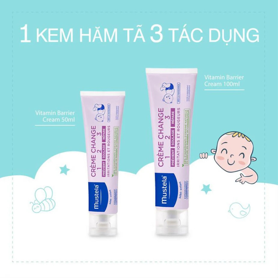 Mustela Kem dưỡng da cho vùng hăm tả Mustela Vitamin Barrier Cream 50ml