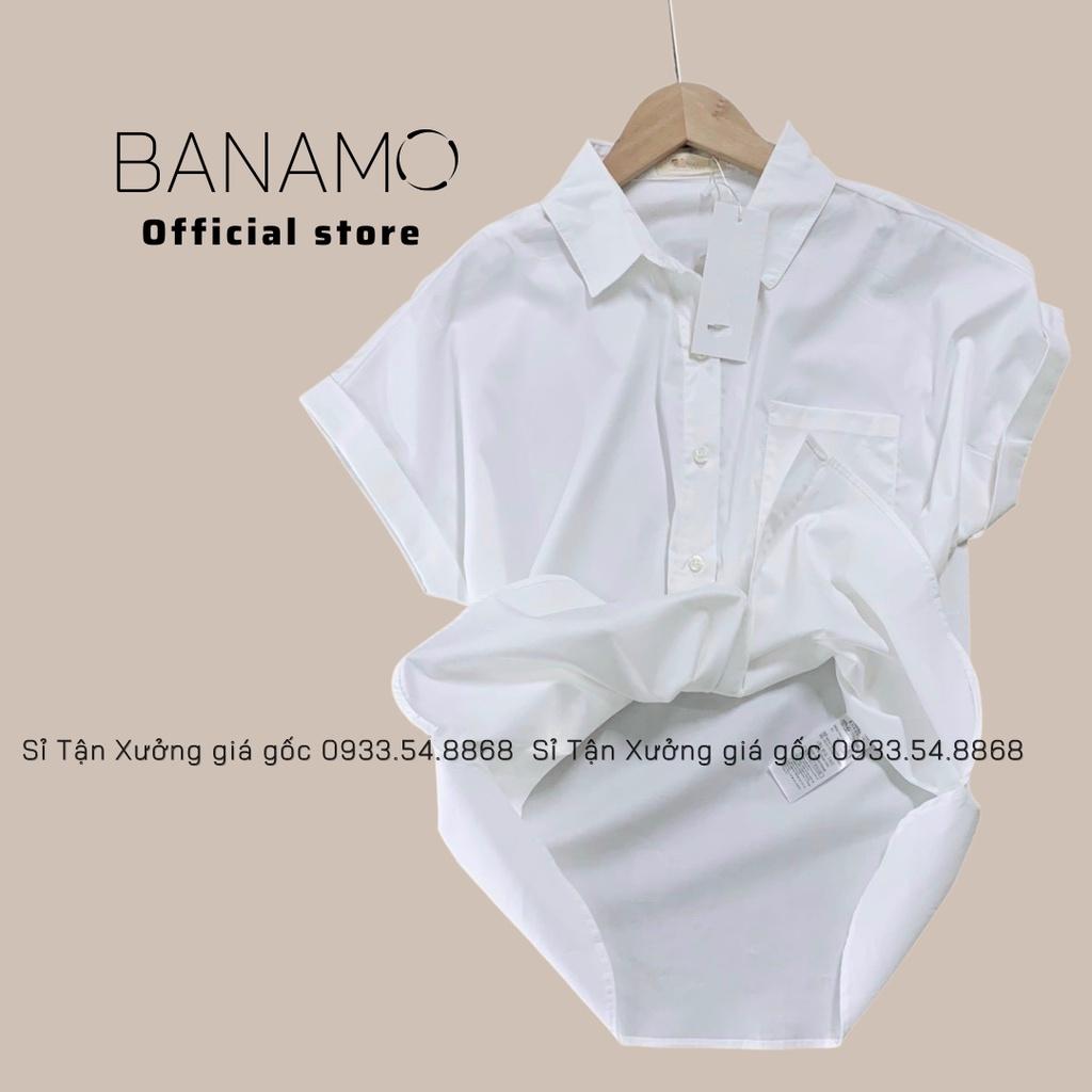 Áo sơ mi nữ tay hến phong cách công sở siêu đẹp thời trang Banamo Fashion sơ mi tay hến 3923