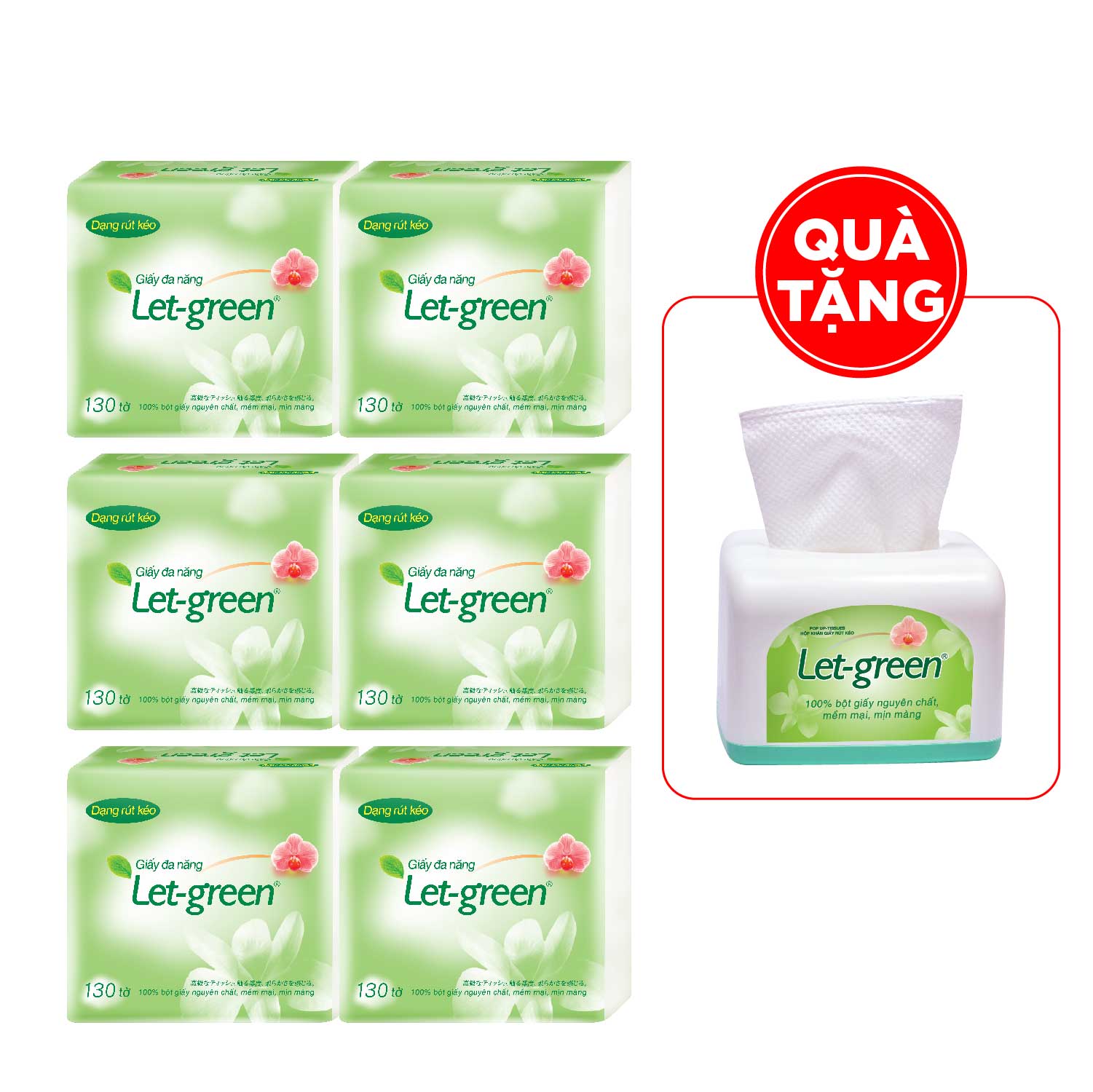 - BỘ 6 TÚI GIẤY VỆ SINH ĐA NĂNG LET-GREEN 10*21CM 130 TỜ