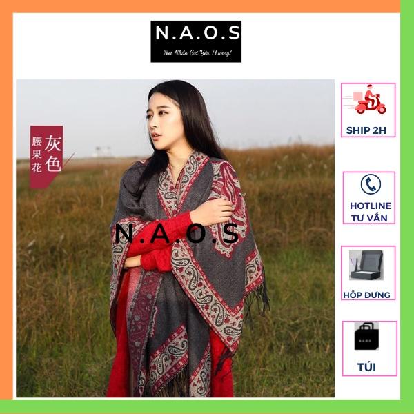 Khăn áo choàng boho thổ cẩm nữ mùa thu đông áo choàng len dạ dày poncho khoác ngoài 165x135cm