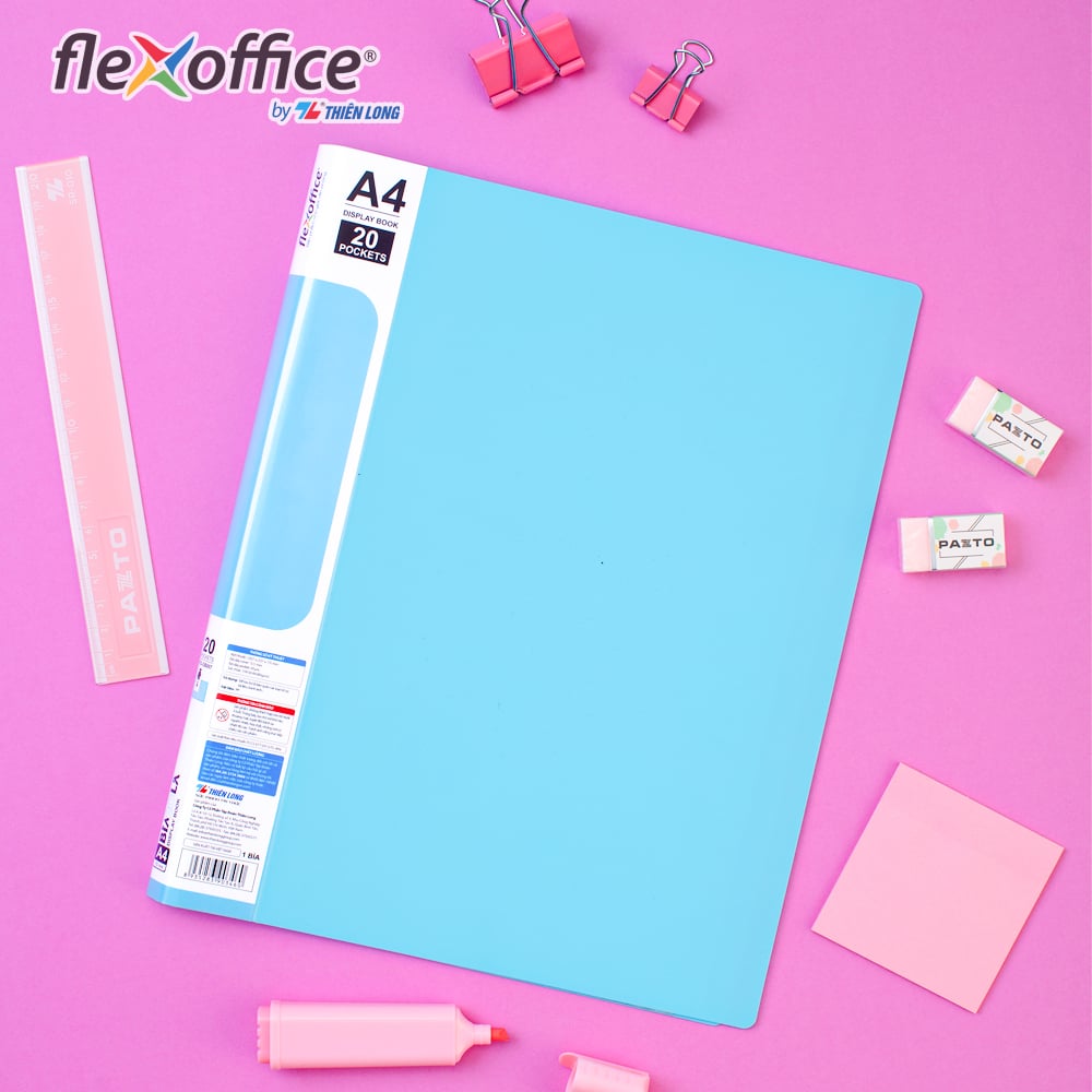 Bìa Hồ Sơ Thiên Long 20 Lá Nhựa PP FO-DB007/NĐ - Xanh Da Trời Pastel