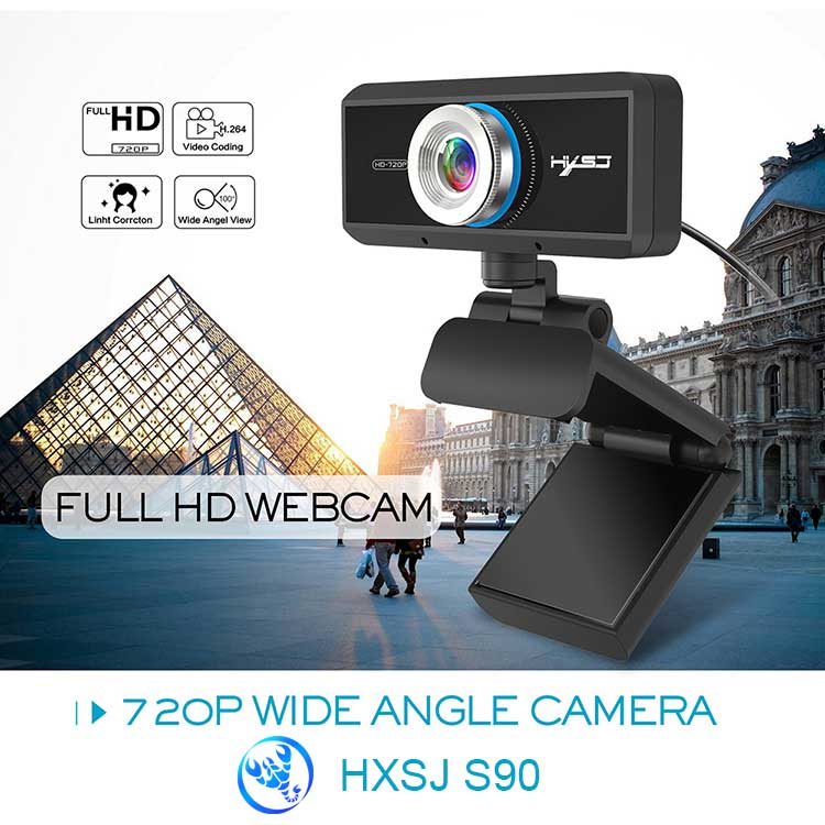 Webcam HXSJ S90 HD 720P  USB3.0 2.0 Có Thể Điều Chỉnh 360° Kèm Mic Cho Cuộc Gọi Video - Hàng Chính Hãng