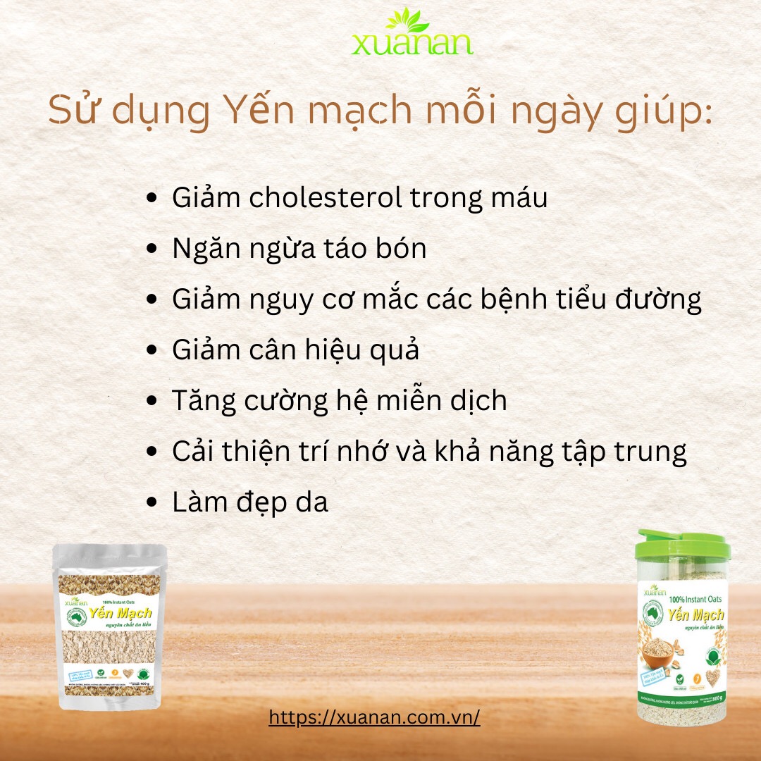 Bột Yến Mạch Nguyên Cám Nguyên Chất Xuân An (ko đường)Túi 3Kg (Giảm 25%)