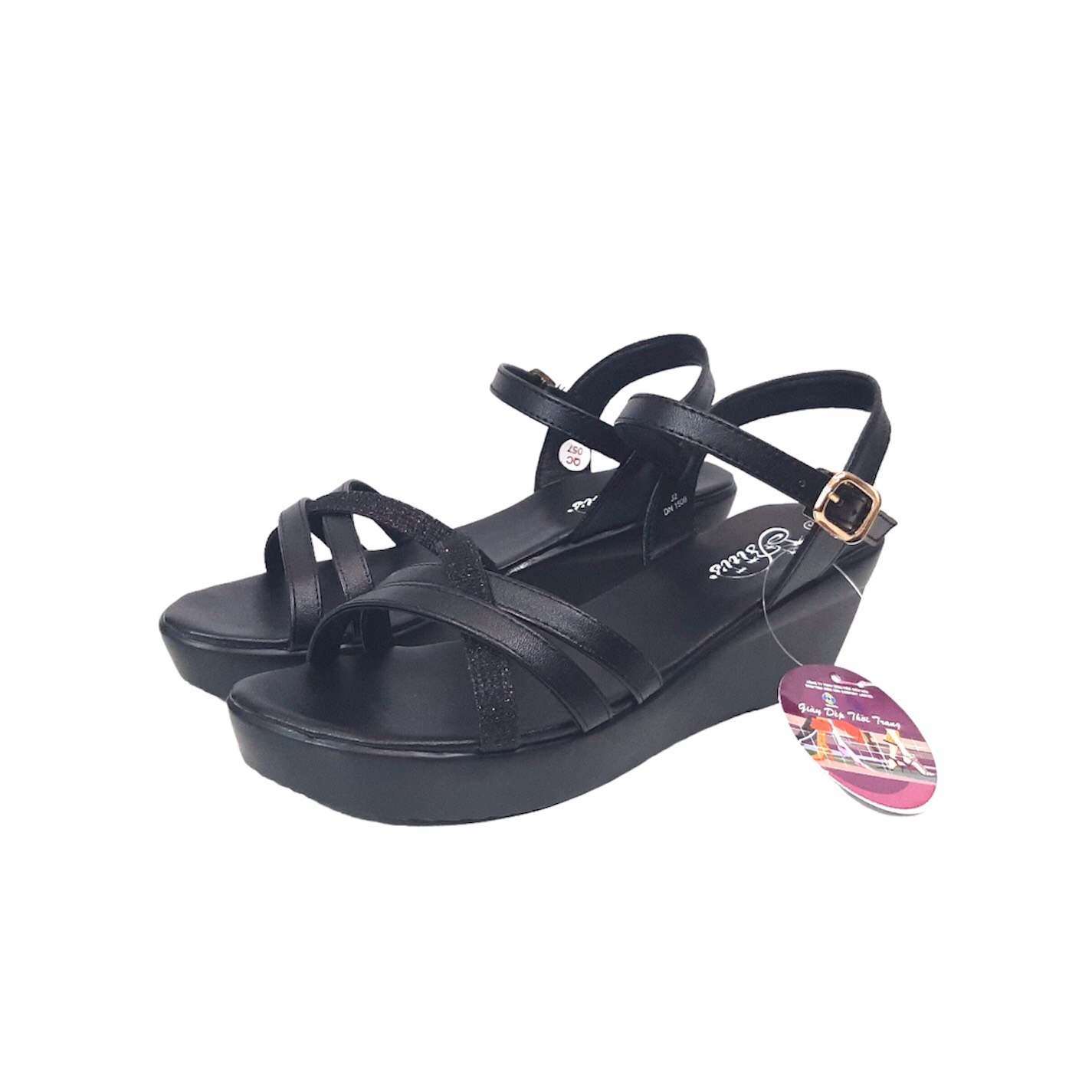 Sandal Nữ, Xăng Đan Nữ Đế Xuồng Cao 6cm DPW071888DEN