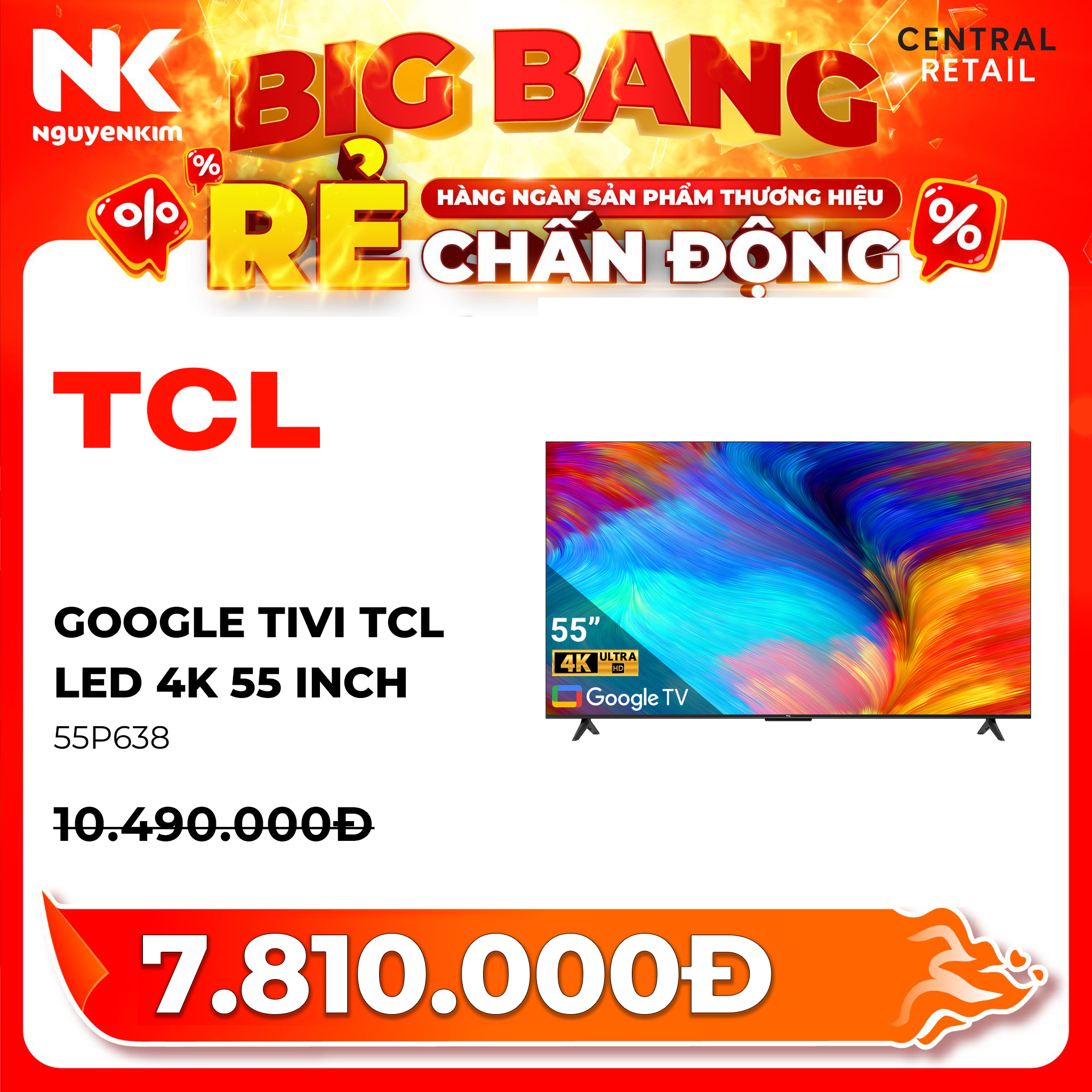 Google Tivi TCL LED 4K 55 inch 55P638 - Hàng chính hãng