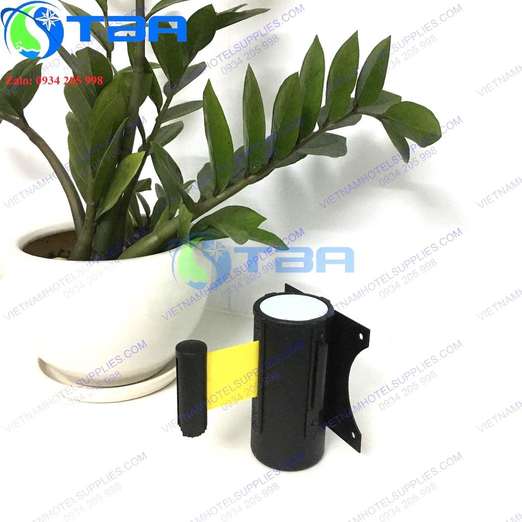 Đầu trụ chắn dây kéo gắn tường màu đen 2m với dây căng màu vàng cao cấp