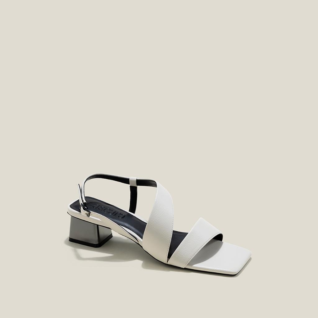 Vascara Giày Sandal Mũi Vuông Gót Si Hiệu Ứng Aluminium - SDN 0773