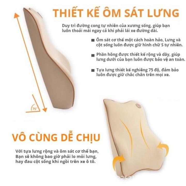 Gối Tựa Lưng Chất Liệu Cao Su Non Cao Cấp Dùng Trên Xe Hơi, Ô Tô Mã - B01: Màu Đen và Ghi