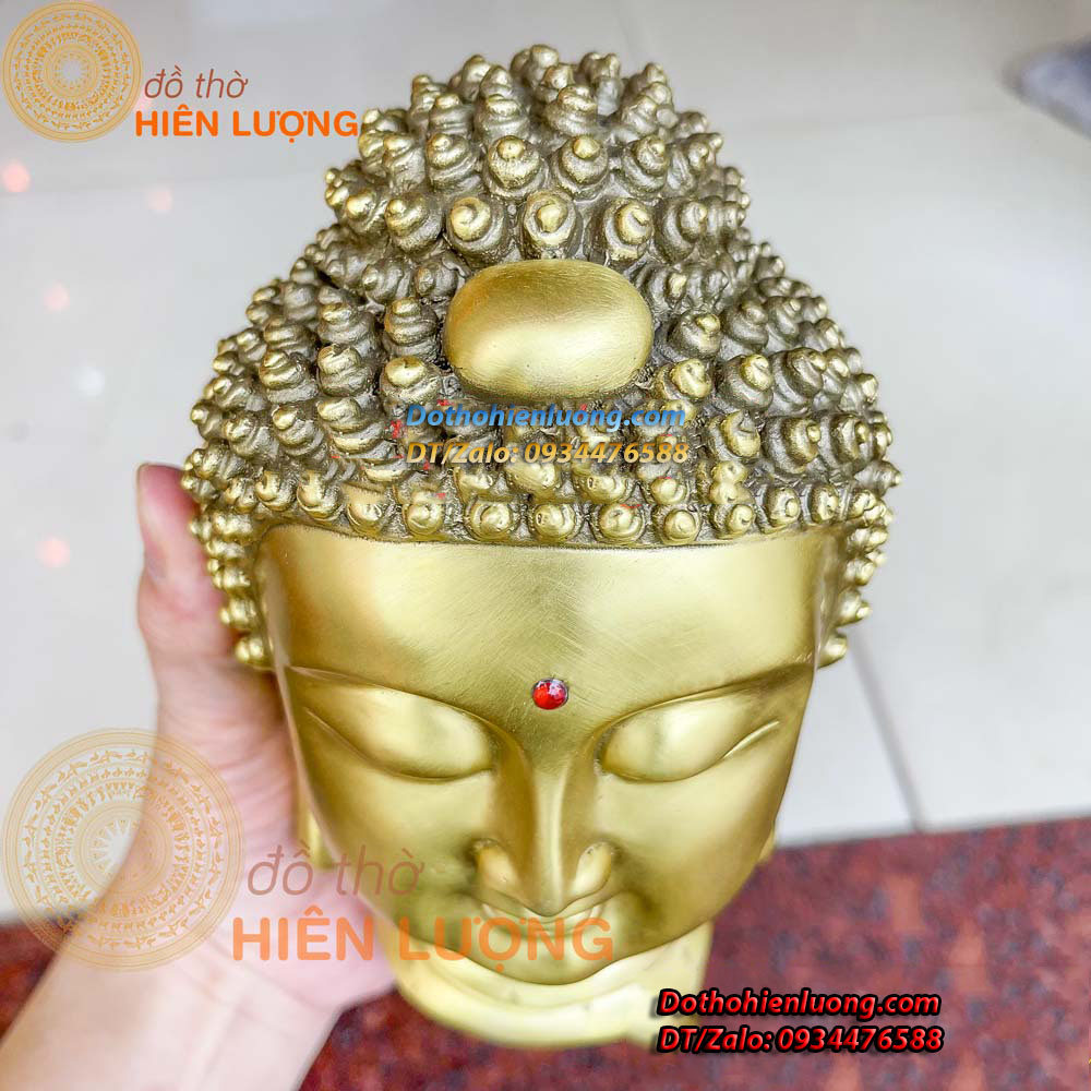 Tượng Đầu Phật Thích Ca Bằng Đồng Vàng Cao 17cm, Nặng 1,5kg Đẹp - Đồ Thờ Hiên Lượng