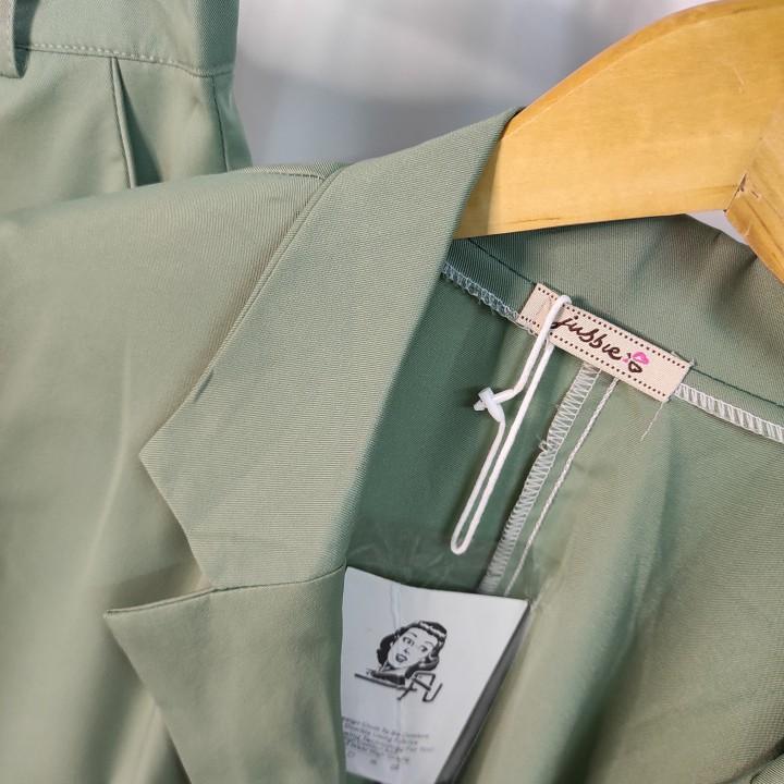 Bộ vest nữ màu xanh ,Vest nữ hàn quốc cao cấp, vest nữ công sở 2 món y hình