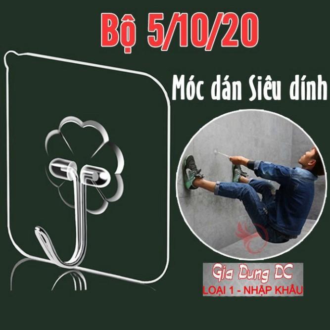 (Siêu dính) Combo 10 móc dán tường siêu dính siêu chắc treo đồ chịu lực 10kg mini trong suốt