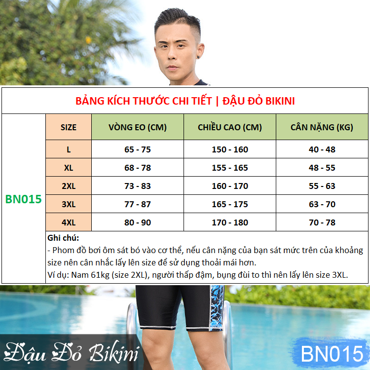 Bộ bơi nam cộc tay quần short đùi lửng mạnh mẽ nam tính, chất bơi đẹp, co giãn thoải mái, có size vừa cho các bé trai lớn, thiếu niên nam | BN015