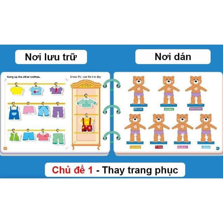 Đồ chơi bóc dán thông minh cho bé, Giáo dục toàn diện học liệu bóc dán thông minh 17 chủ đề đa dạng dùng nhiều lần