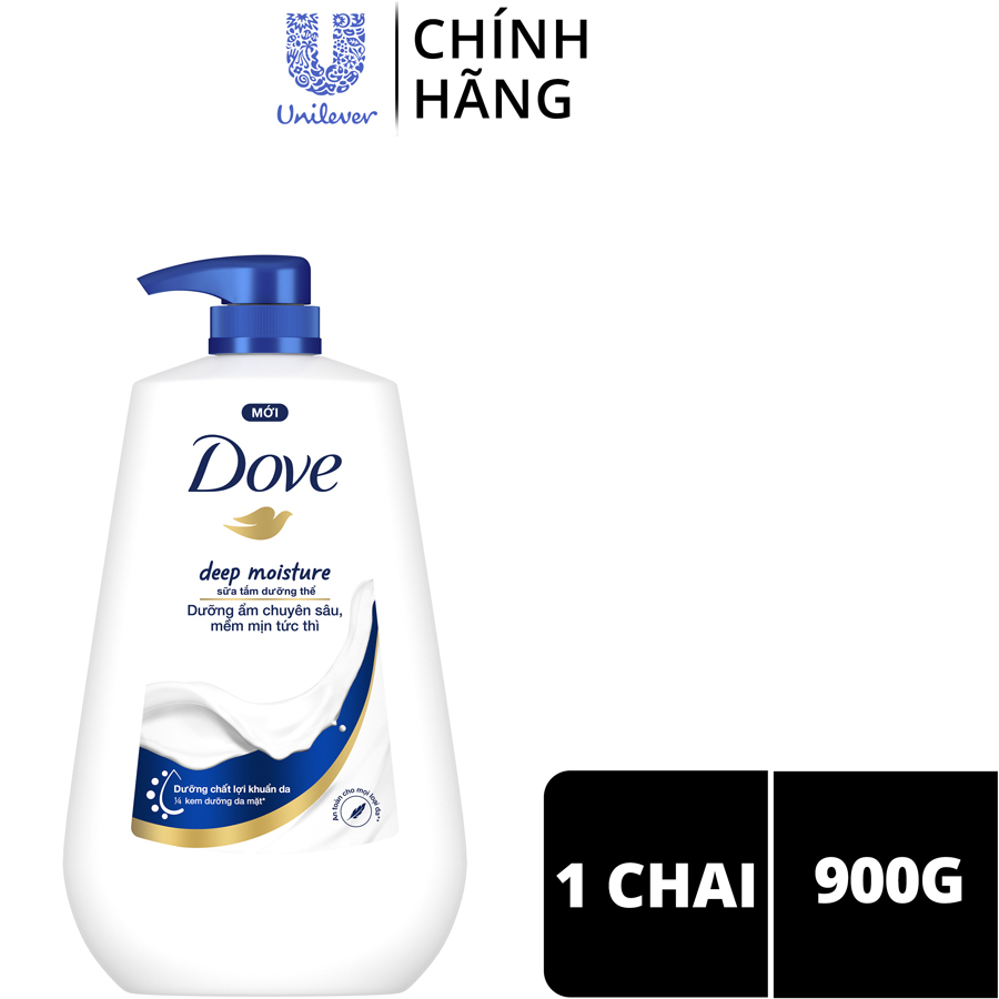 Sữa tắm dưỡng thể Dove Deep Moisture Dưỡng ẩm chuyên sâu với dưỡng chất lợi khuẩn da 900g