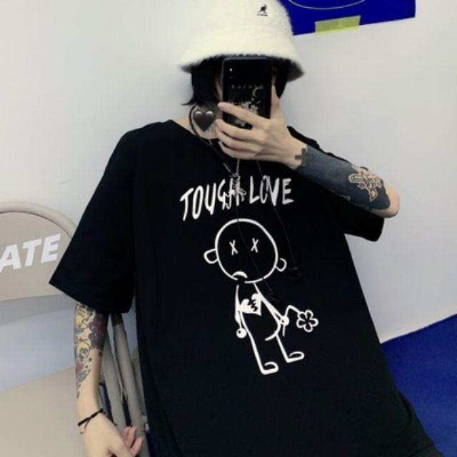 Áo thun in chữ unisex Áo thun tay lỡ Áo thun form rộng Áo thun giấu quần Áo thun bigsize tough love
