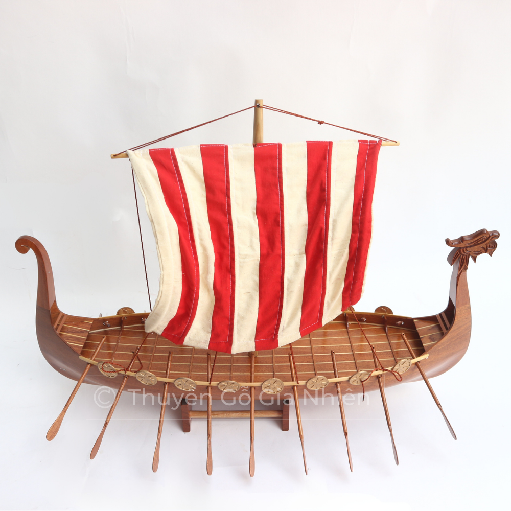 Mô Hình Thuyền Gỗ Phong Thủy Gia Nhiên, Thuyền Buồm Gỗ DRAKKAR VIKING Dài 60cm, Thuyền Trang Trí Xuất Khẩu Chất Lượng Cao