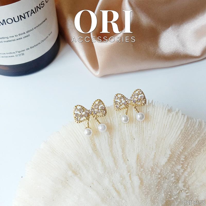 Bông tai hình Nơ đính đá Artemis xinh xắn ORI ACCESSORIES B138