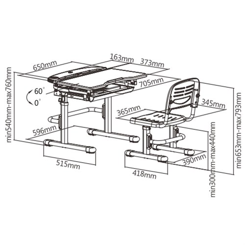 Bộ bàn ghế học tập thông minh trẻ em có thể điều chỉnh độ cao C304