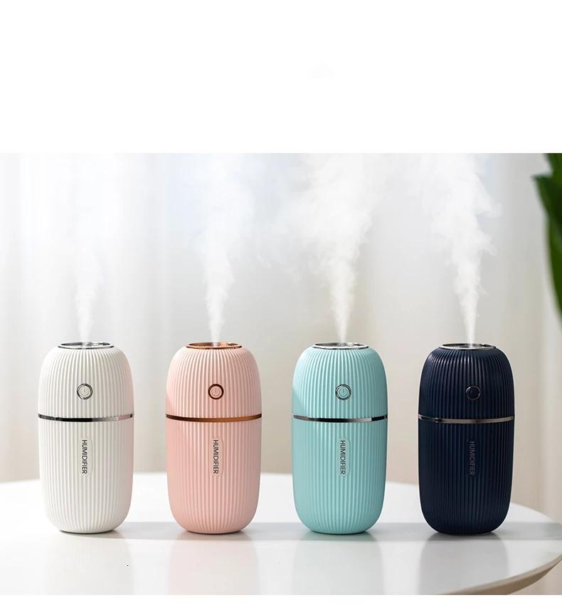 Máy Phun Sương Tạo Độ Ẩm 300ML Siêu Âm Thanh USB Tinh Máy Khuếch Tán Tinh Dầu Màu Sắc Lãng Mạn Đèn Ngủ Phun Sương Tạo Humidificador Di Động