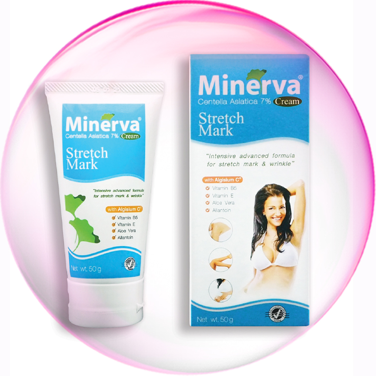 Kem thoa giảm rạn và nhăn da MINERVA STRETCH MARK CREAM Thái Lan 50g