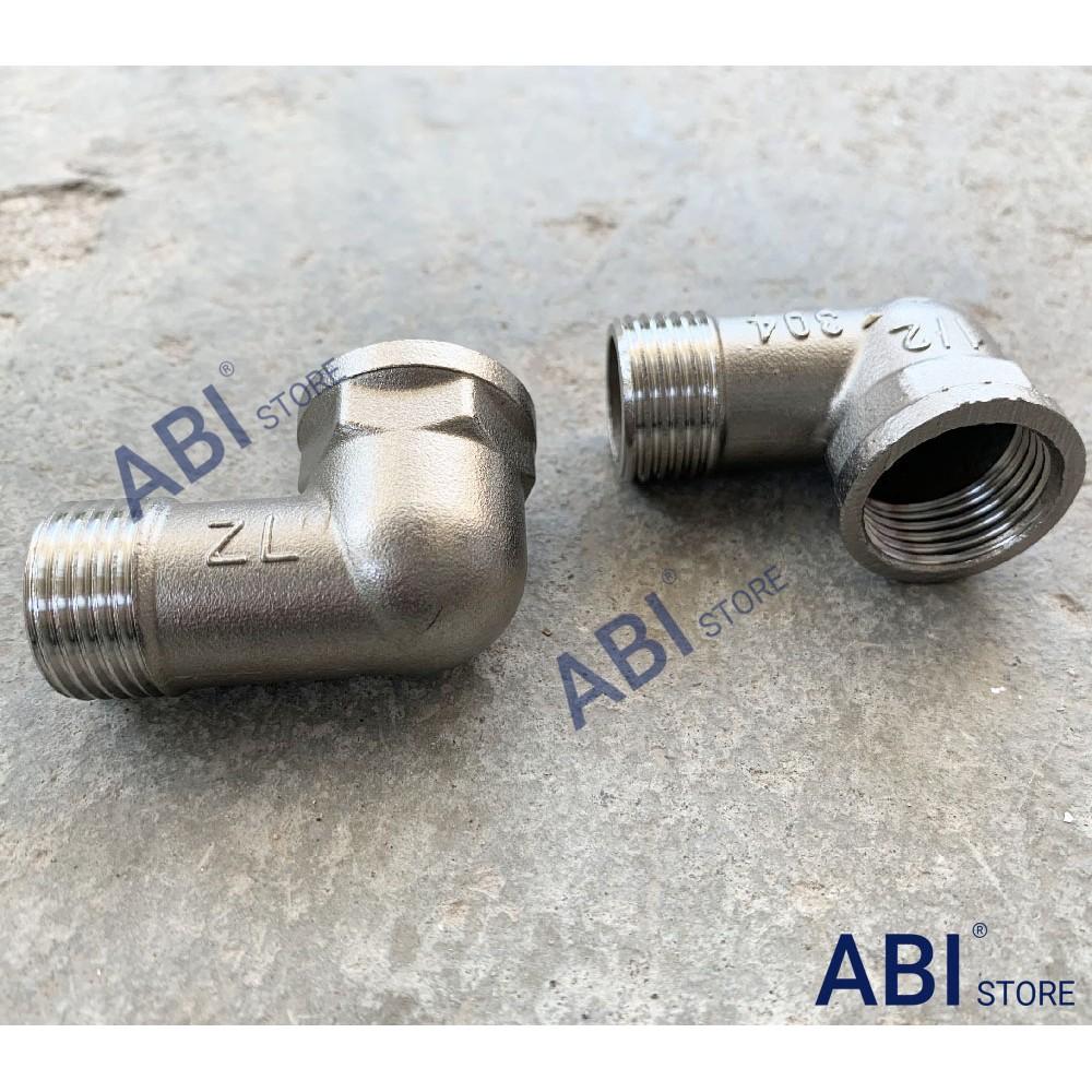 Cút ren ngoài dn15 , co điếu inox nối, co 1 đầu ren trong 1 đầu ren ngoài, cút vuông 21