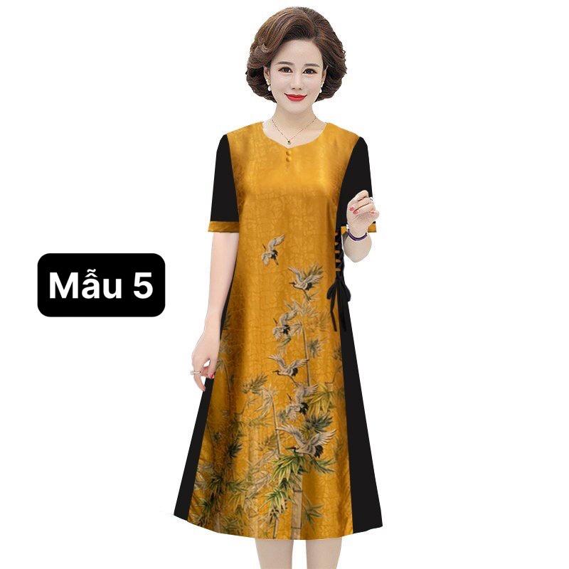 ️Đầm Trung Niên️ Mẫu đầm suông in họa tiết hoa cho mẹ đi tiệc, đầm trung niên U50-60-70 Có size lớn