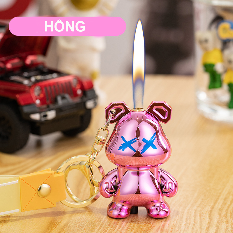 Bật lửa hột quẹt móc khóa hình gấu BEARBRICK chữ X dễ thương - xài gas