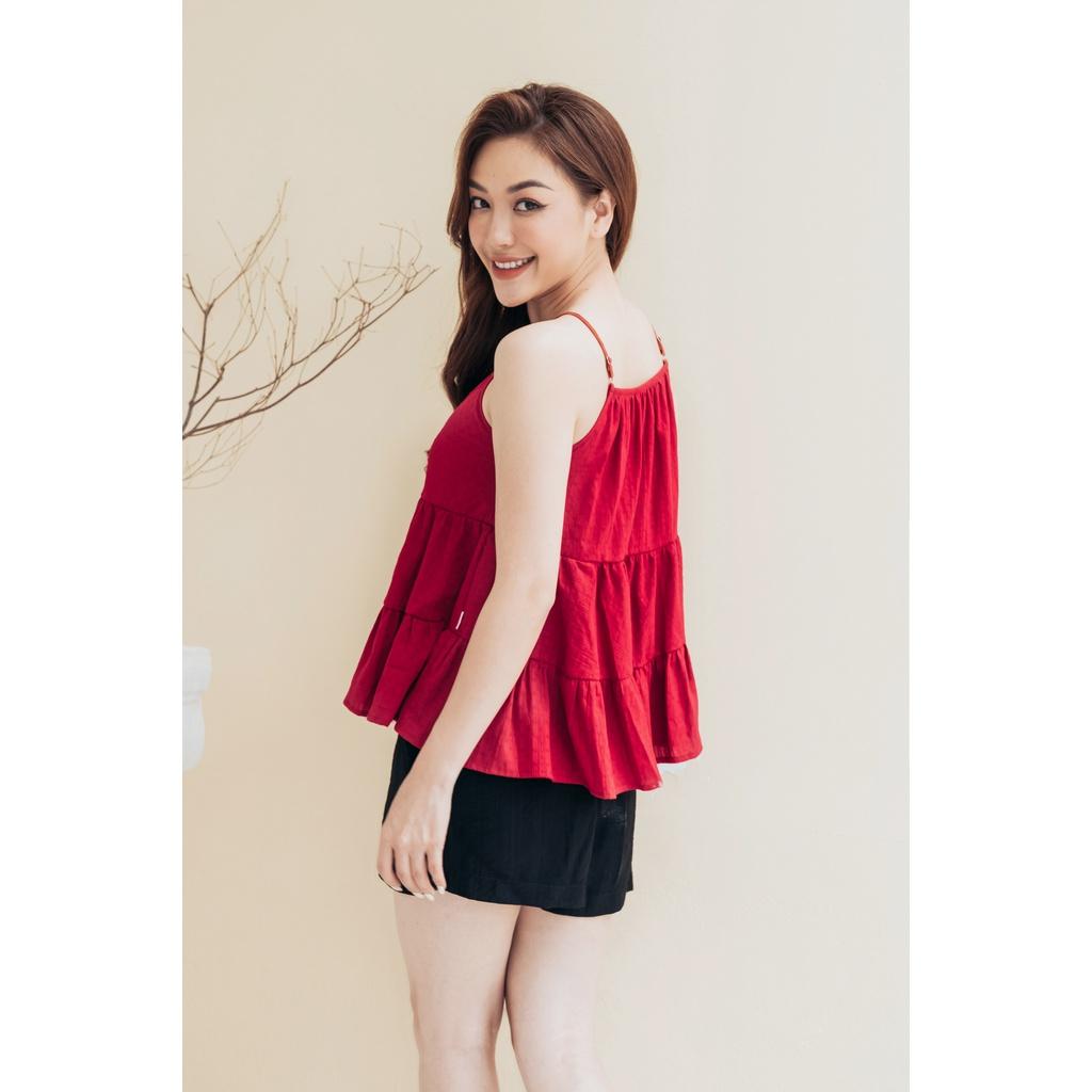 Đồ bộ nữ 2 dây mặc nhà Freedy yếm đỏ tôn da ôm dáng WBH2233