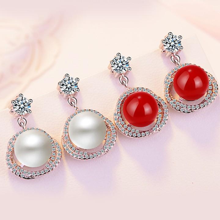 Bông tai ngọc viền đá sang trọng BHBT359